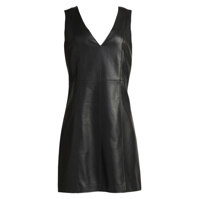 Violette Sleeveless V-Neck Vegan Leather Mini Dress image number null