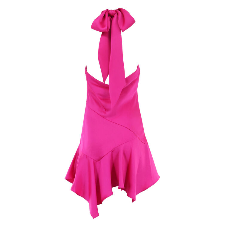 Nari Sleeveless High Neck Handerkerchief Hem Mini Dress image number null