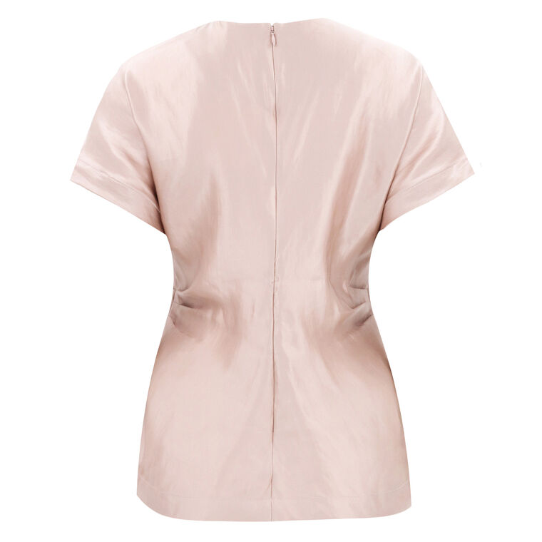 Pero Linen And Silk Satin Fitted Short Sleeve Blouse image number null