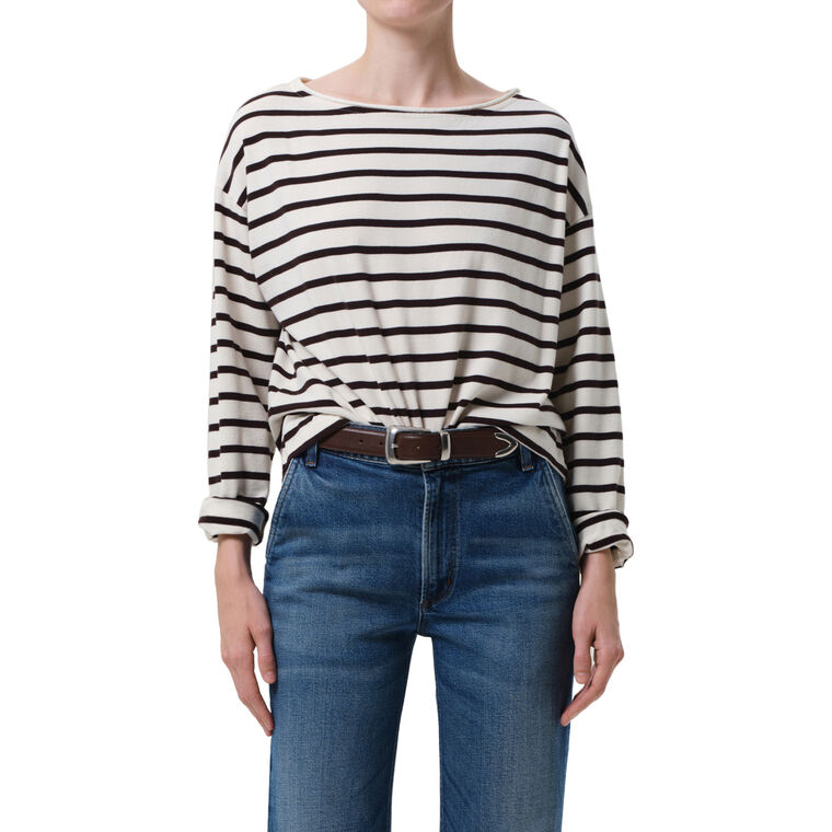 Boat Neck Long Sleeve Tee image number null
