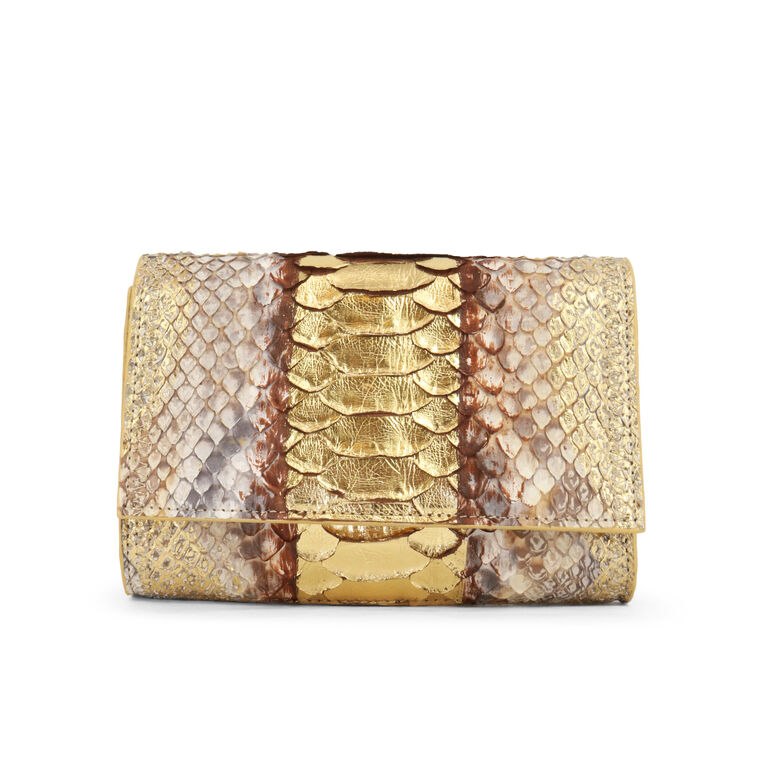 Gracia Python Gold Metallic Bag image number null