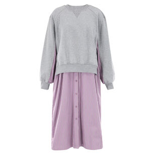 French Terry Midi Dress With Stripes