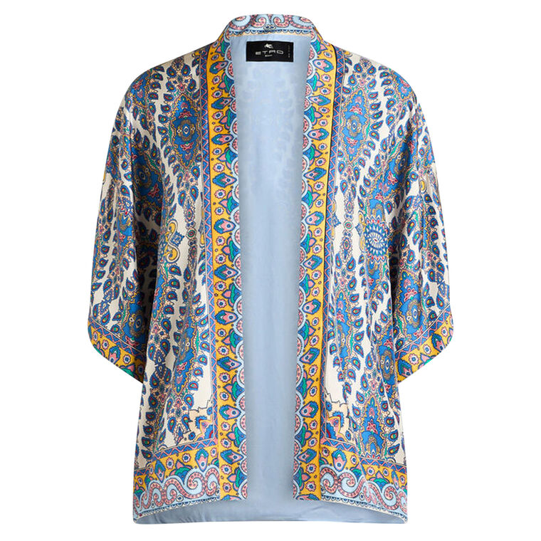Open Front Silk Robe-Style Jacket image number null