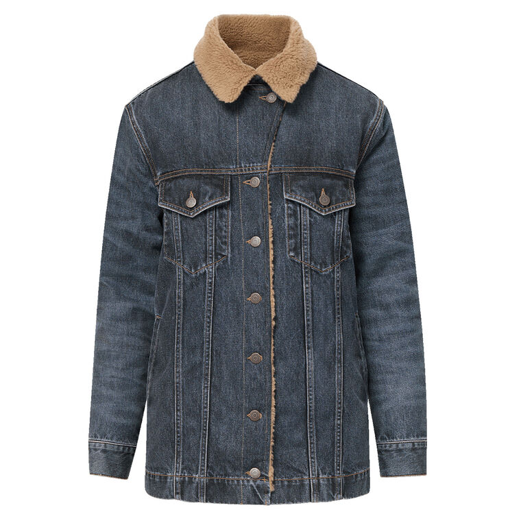 Donna Denim Jacket With Sherpa Lining image number null