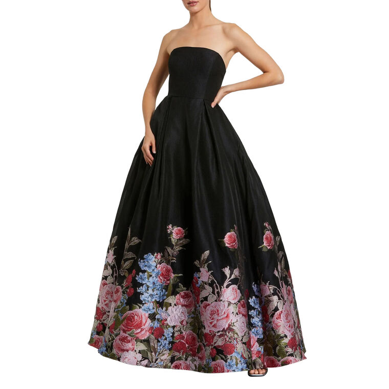 Strapless Floral Brocade Ballgown image number null