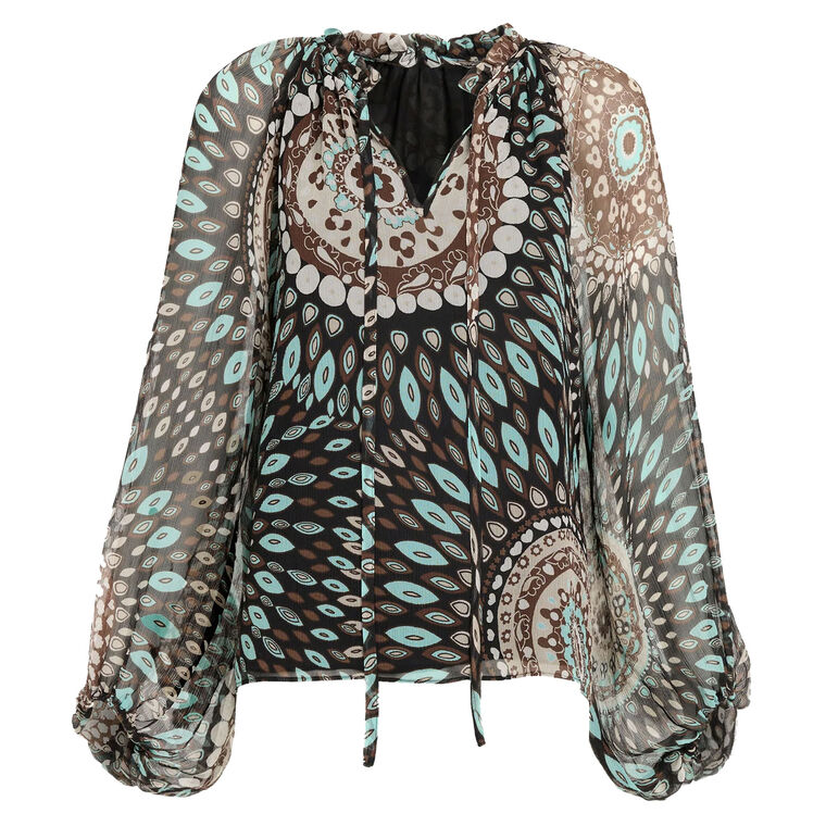 Maisy V-Neck Balloon Sleeve Top image number null