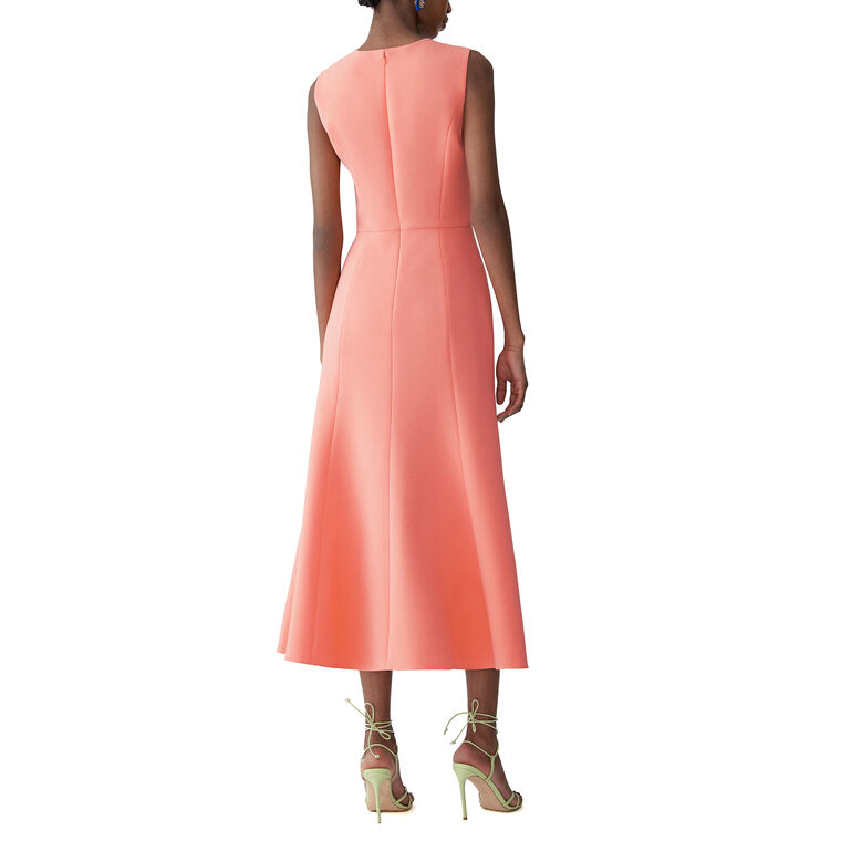 Floral-Embroidered Sleeveless Crewneck Midi Dress image number null