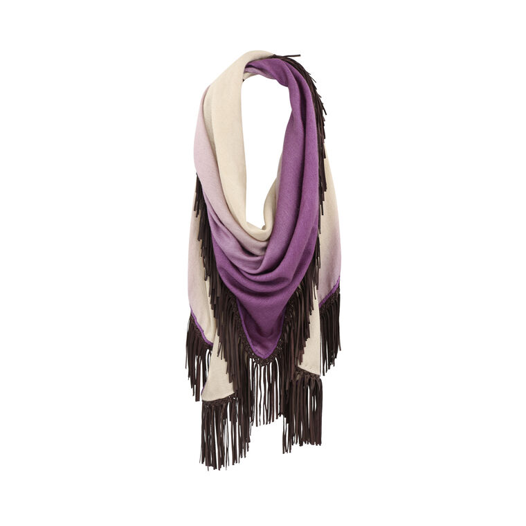 Pashmina and Leather Fringe Scarf image number null