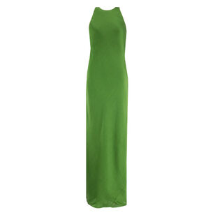 Matte Satin Plisse Maxi Bias Dress