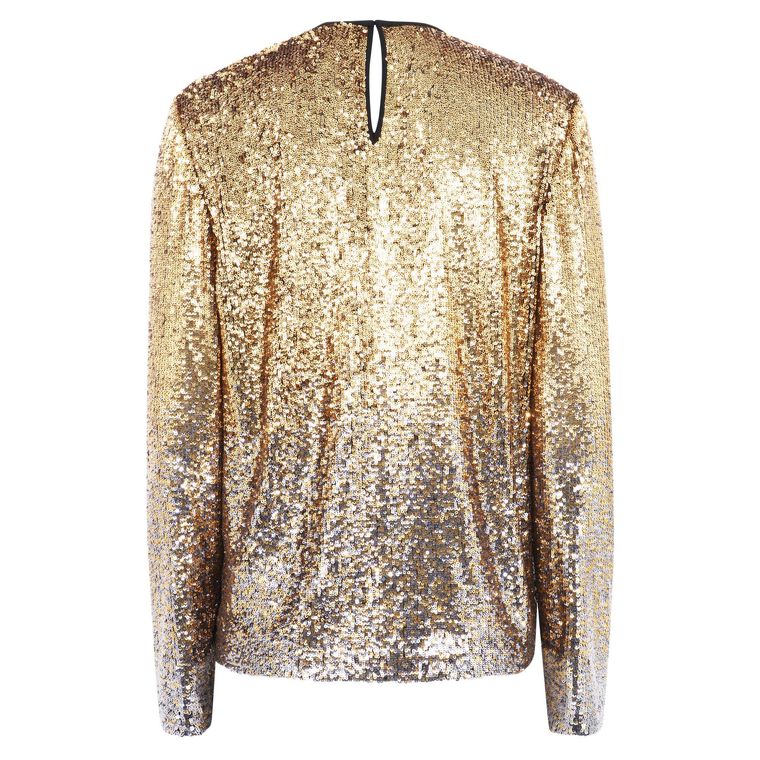 Jewel Neck Long Sleeve Sequin Top image number null