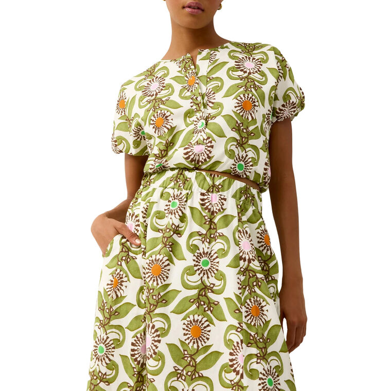 Jaylen Short Sleeve Bubble-Hem Crop Top image number null
