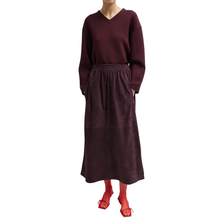 Cassiterite Suede Pull on Full Midi Skirt image number null