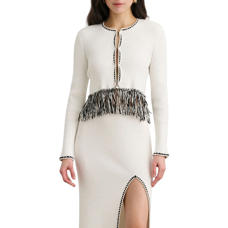 Monroe Long Sleeve Fringe Cardigan image number null