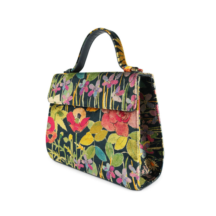 Jackie Printed Velvet Top Handle Bag image number null