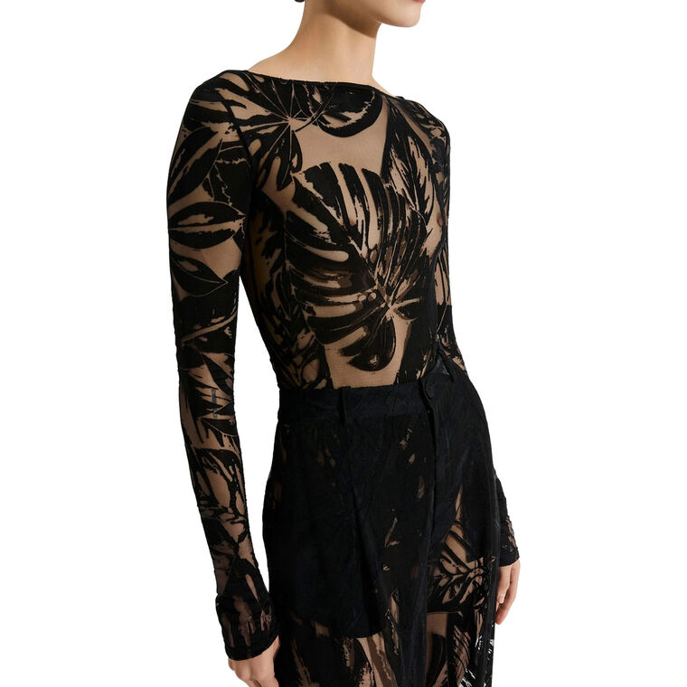 Burnout Jersey Long Sleeve Boatneck Bodysuit image number null