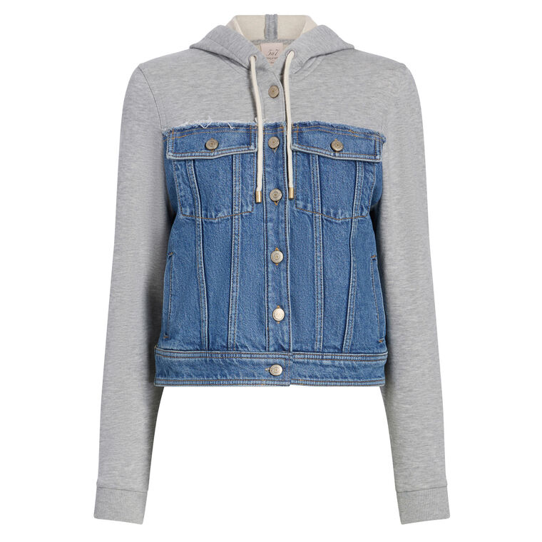 Sutton Contrast Hooded Denim Jacket image number null