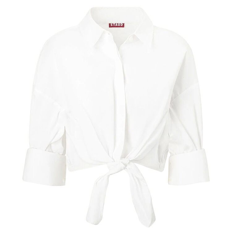 Lisa 3/4 Sleeve Cropped Button-Down Top image number null