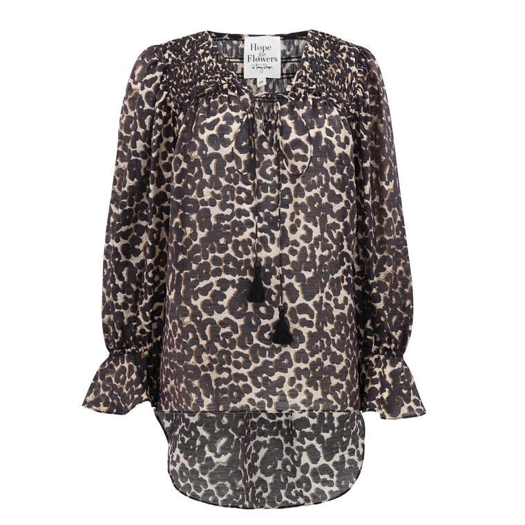 Smocked Yoke Peasant Blouse image number null
