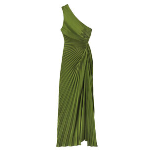 Lara Satin Pleated One-Shoulder Gown