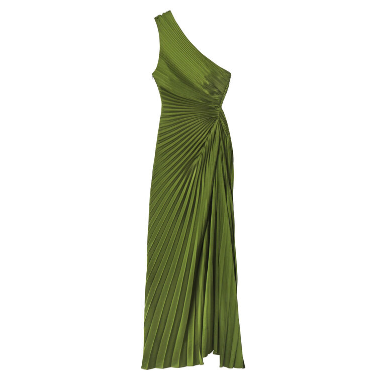 Lara Satin Pleated One-Shoulder Gown image number null