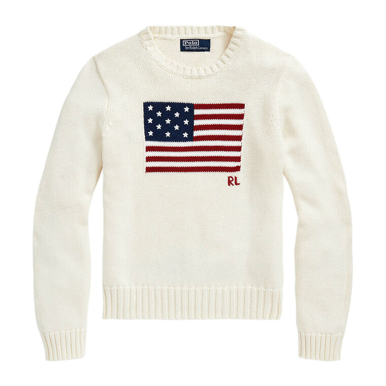 Flag Cotton Crewneck Sweater image number null
