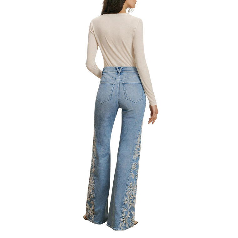 Joplin High-Rise Embroidered Wide Flare Leg Jean image number null