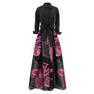 Taffeta Large Floral Organza Shirt Waist Gown