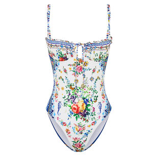 Ruched Underwire One Piece With Tie Front