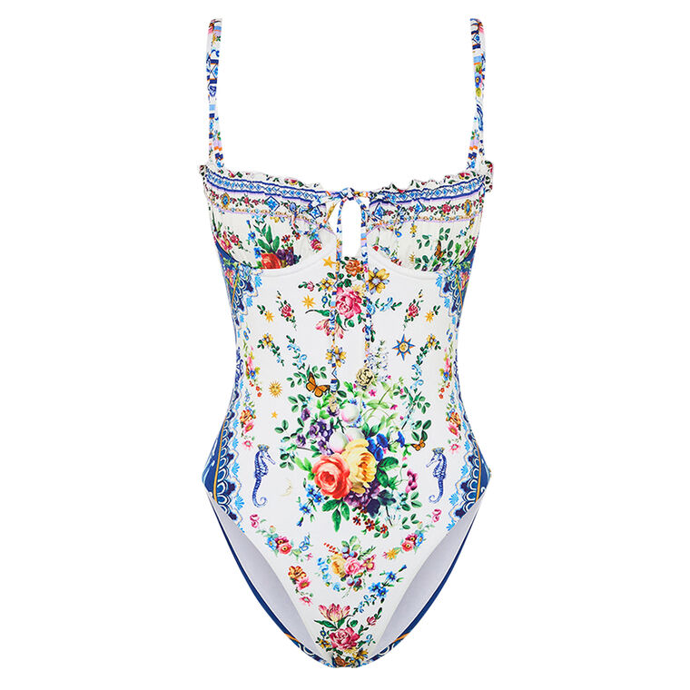 Ruched Underwire One Piece With Tie Front image number null