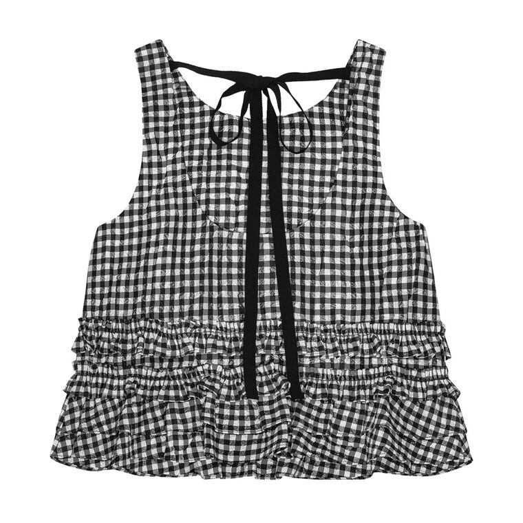 Crinkled Check Frill Top image number null