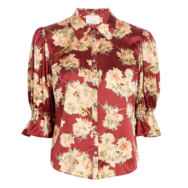 Mae Bouquet Fiona Short Sleeve Button Top image number null