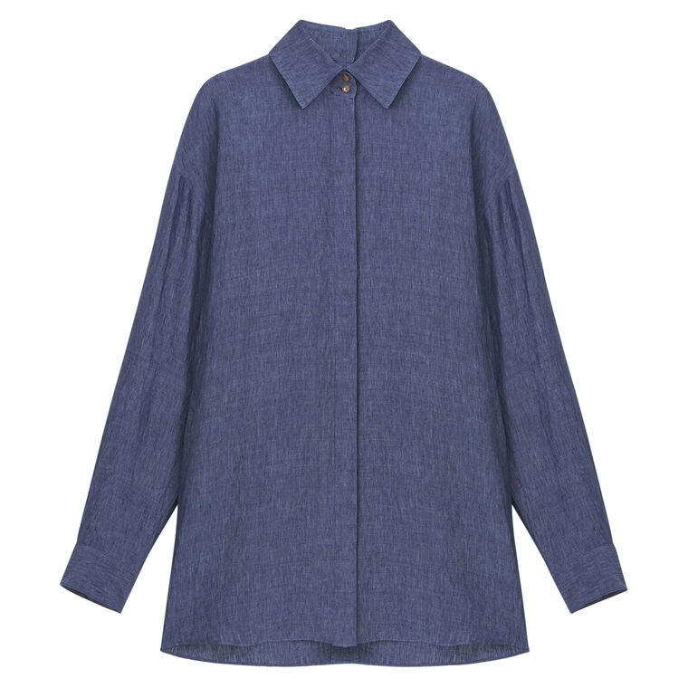 Organic Linen Oversized Portrait Shirt image number null