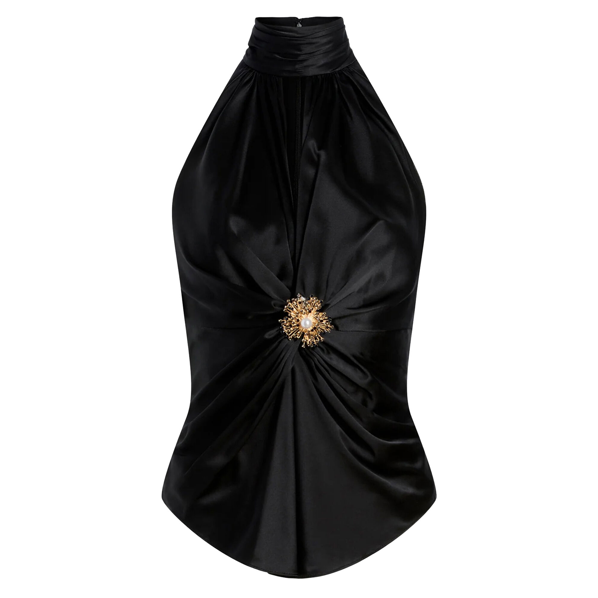 Rachel Crystal Embellished Silk Halterneck Top