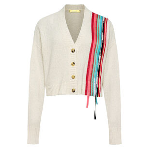Kane Long Sleeve Stripe Detail Cropped Cardigan