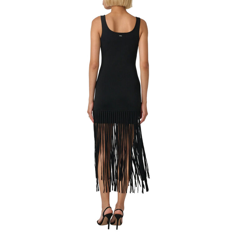 Roxanne Sleeveless Scoop Neck Fringe-Hem Mini Dress image number null
