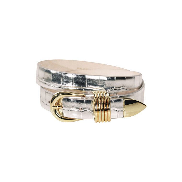 Hollyhock Mirror Croco Leather Belt image number null
