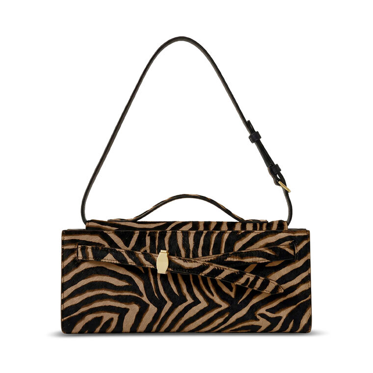 Zebra-Print Calf Hair Dash Clutch image number null