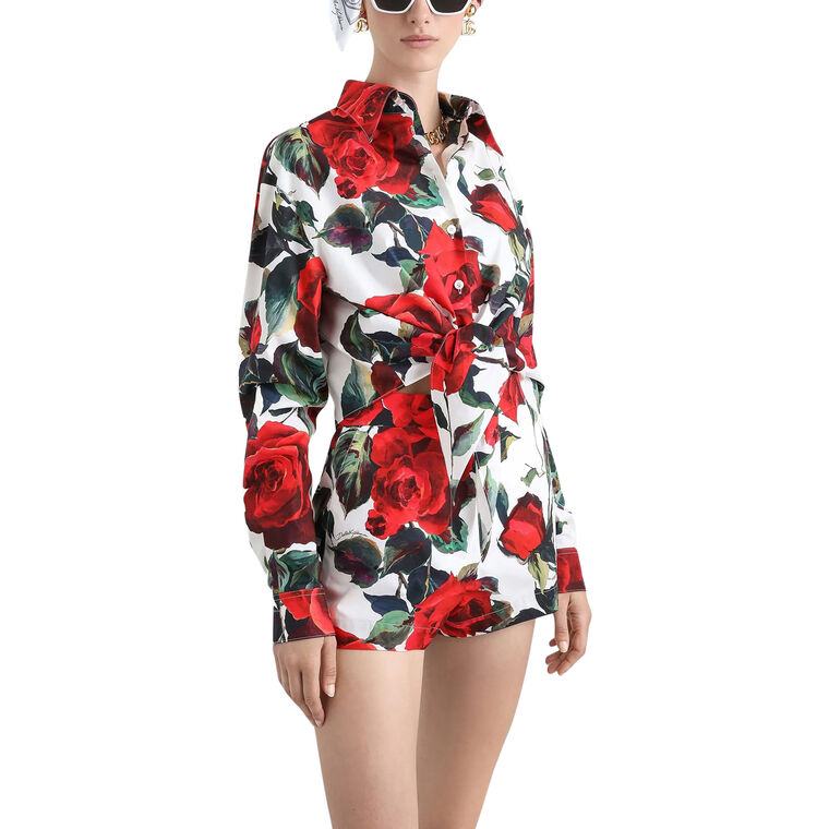 Rose-Print Mini Shorts image number null
