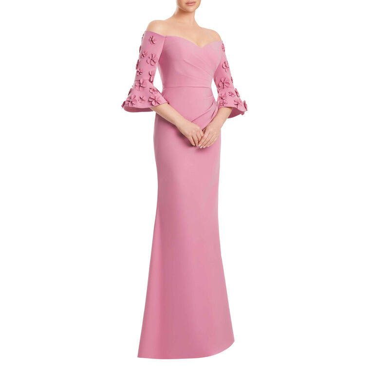 Draped Gown With Sleeve Embellishment image number null