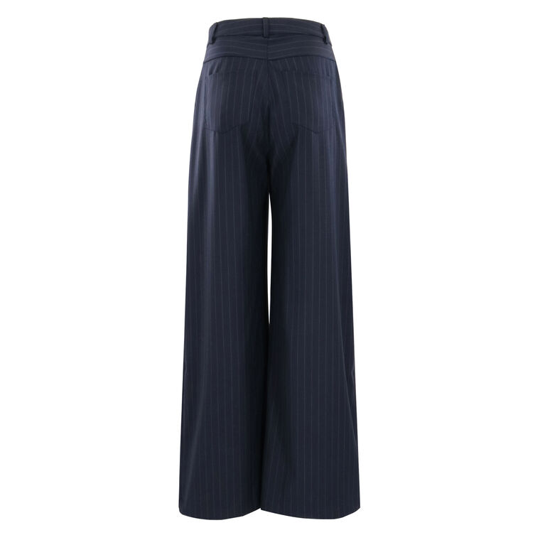 Pinstripe Wool Pleated Trouser image number null