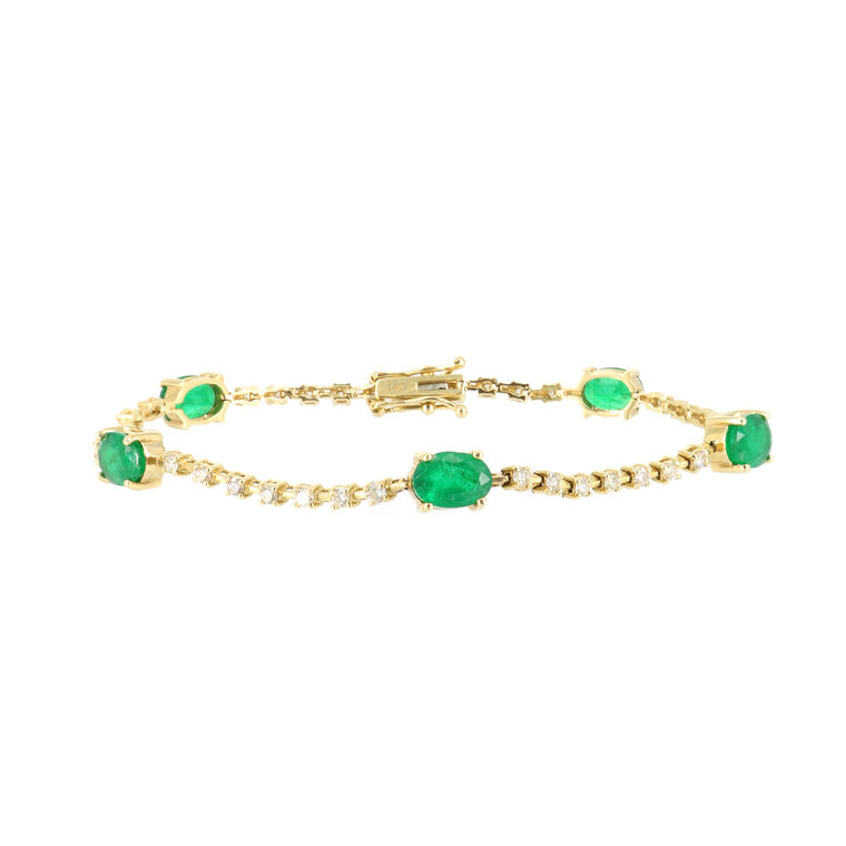 Emerald and Diamond Tennis Bracelet image number null