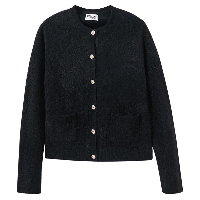 Gwendolyn Fuzzy Crewneck Cardigan image number null