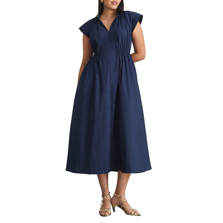 Ivana Flutter Sleeve V-Neck Midi Dress image number null