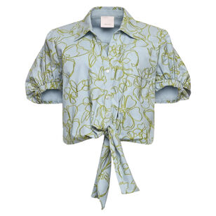 Zoanne Short Sleeve Embroidered Linework Floral Top