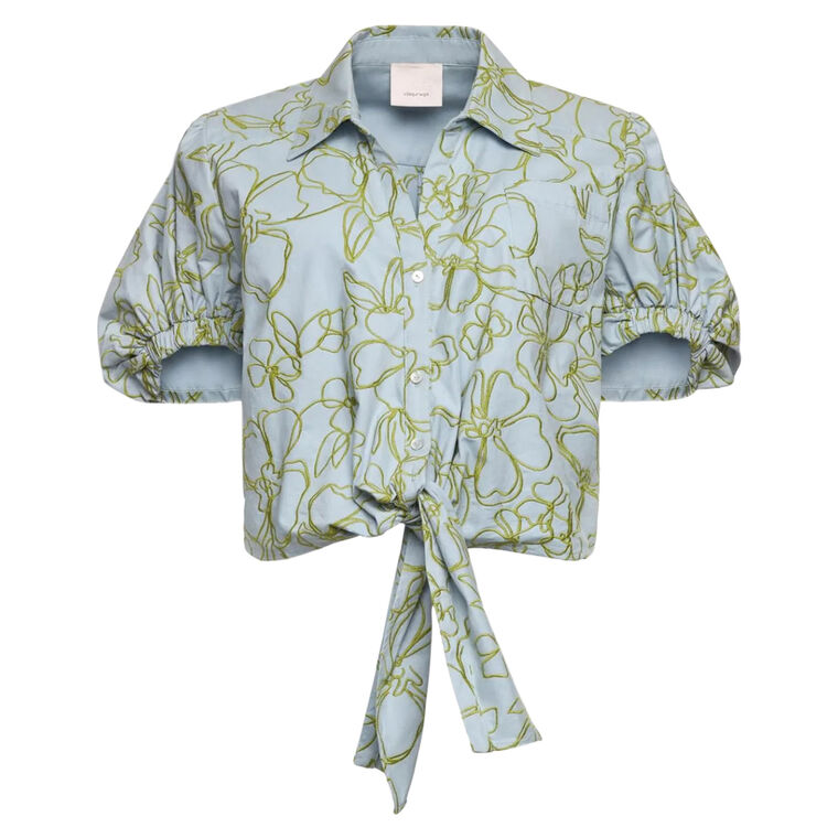 Zoanne Short Sleeve Embroidered Linework Floral Top image number null