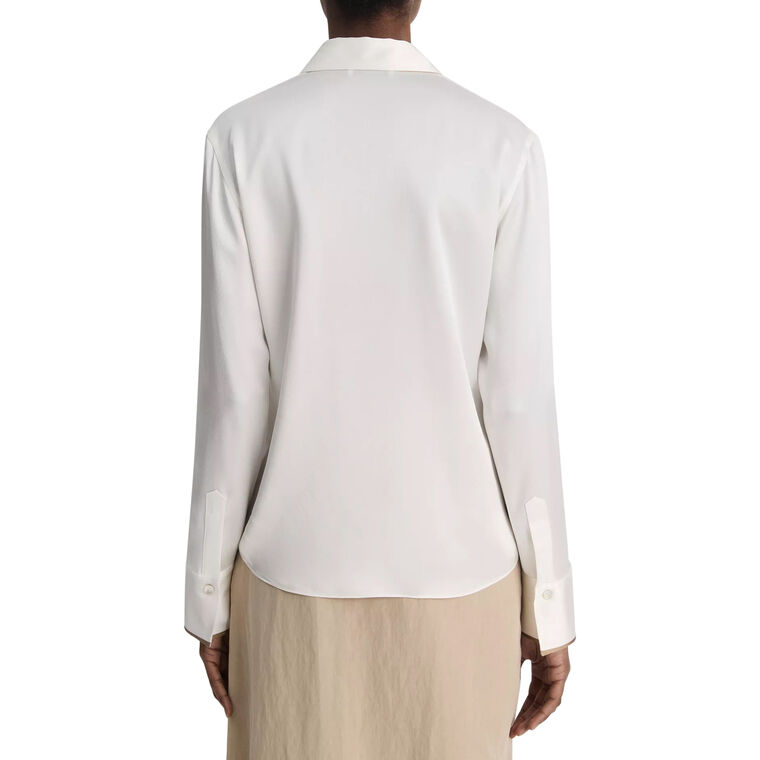 Silk Tipped Slim Long-Sleeve Blouse image number null