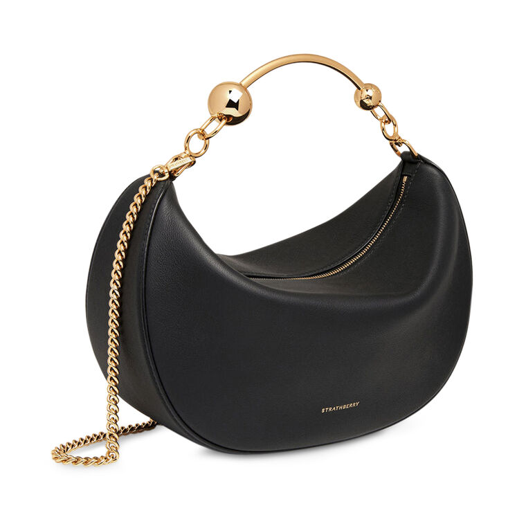 Leather Crescent Moon Top Handle Bag image number null