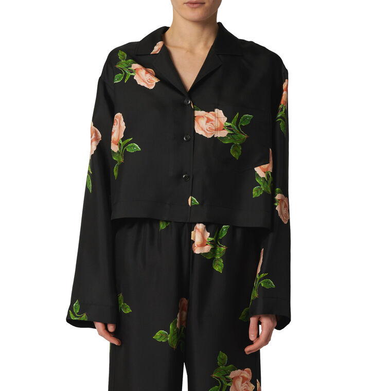 Vally Cropped Silk Twill Top image number null