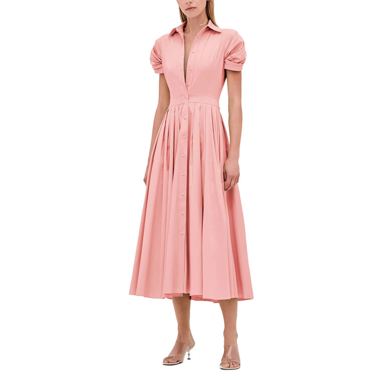 Gyles Short Sleeve Cotton Poplin Midi Dress image number null
