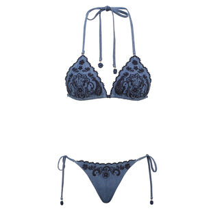 Aster Denim Embroidery Bikini Set